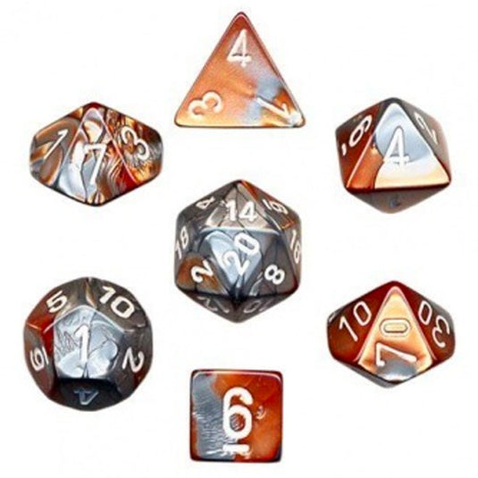 Chessex Gemini Polyhedral 7-Die Set - Copper-Steel w/White