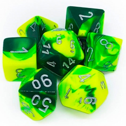 Chessex Gemini Polyhedral 7-Die Set - Green-Yellow w/Silver