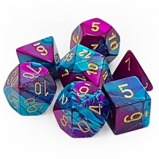 Chessex Gemini Polyhedral 7-Die Set - Purple-Teal w/Gold