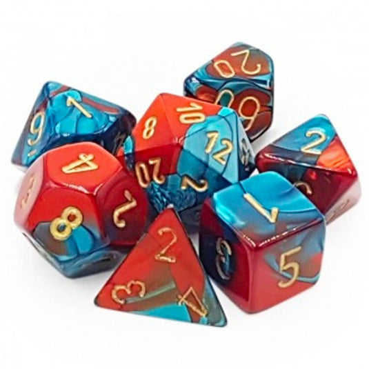 Chessex Gemini Polyhedral 7-Die Set - Red-Teal with Gold