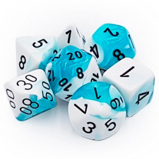 Chessex Gemini Polyhedral 7-Die Set - White-Teal w/Black