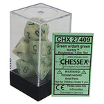 Chessex - Marble - Mini-Polyhedral 7-Die Set - Green/dark green