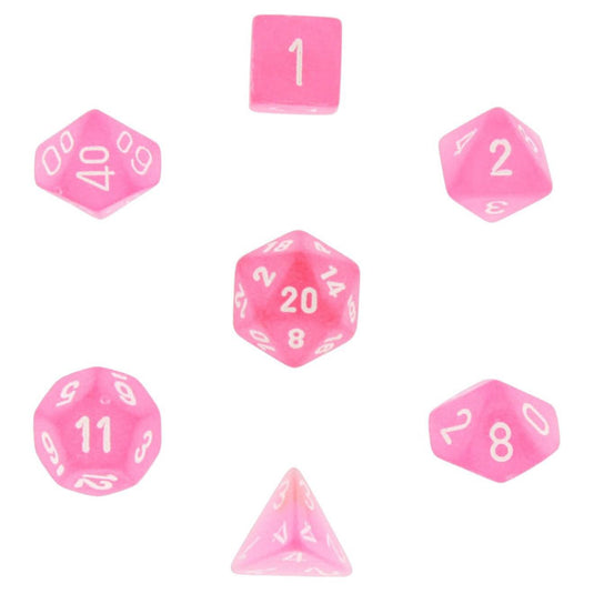 Chessex -  Polyhedral 10mm 7-Die Set - Pink/White