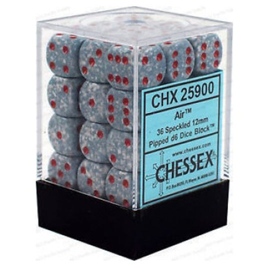 Chessex Speckled 12mm d6 Dice Blocks with Pips (36 Dice) - Air