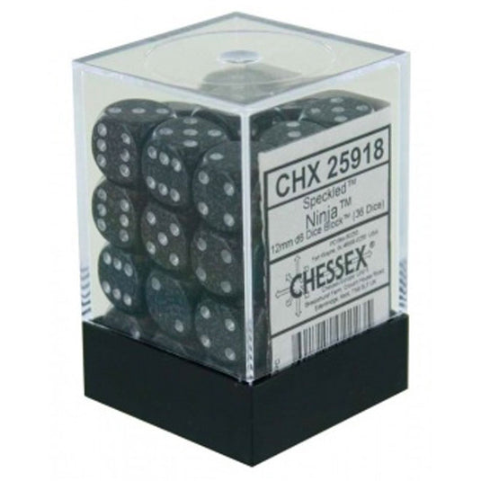 Chessex Speckled 12mm d6 Dice Blocks with Pips (36 Dice) - Ninja