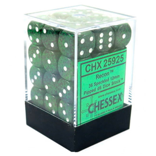 Chessex Speckled 12mm d6 Dice Blocks with Pips (36 Dice) - Recon