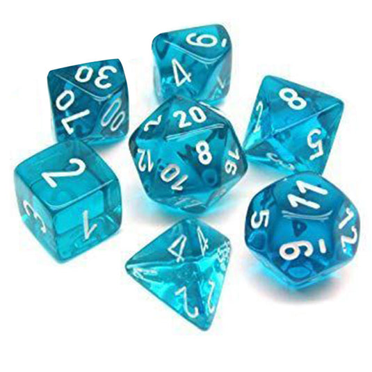 Chessex - Translucent - Mini-Polyhedral 7-Die Set - Teal/White