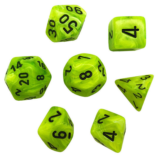 Chessex - Vortex - Mini-Polyhedral 7-Die Set - Green/black