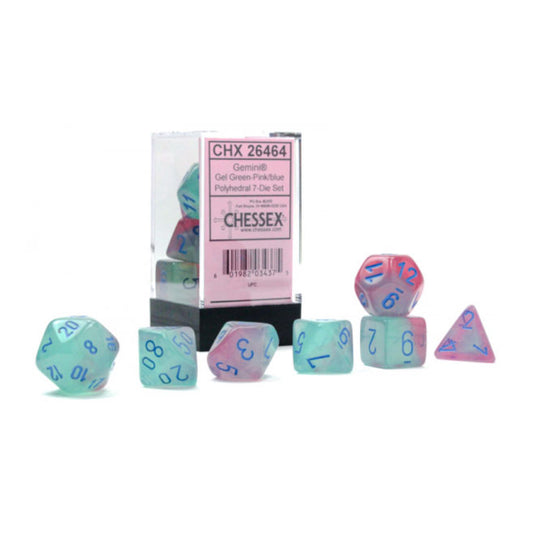 Chessex - Gemini - Polyhedral 7-Die Set - Green-Pink/blue