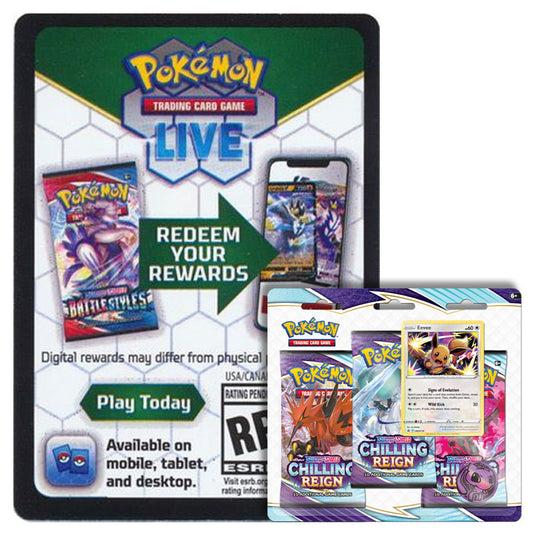Pokemon - Sword & Shield - Chilling Reign - 3 Pack Blister - Eevee - O Pokemon - Sword & Shield - Chilling Reign - 3 Pack Blister - Eevee - O
