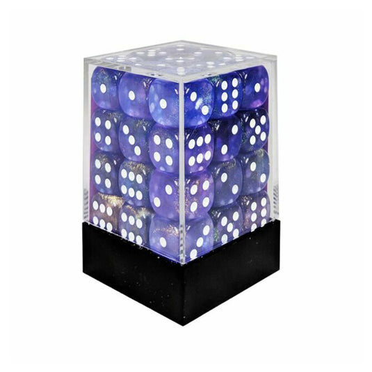 Chessex - Borealis 12mm d6 - Purple/white - Luminary Dice Block (36 dice)
