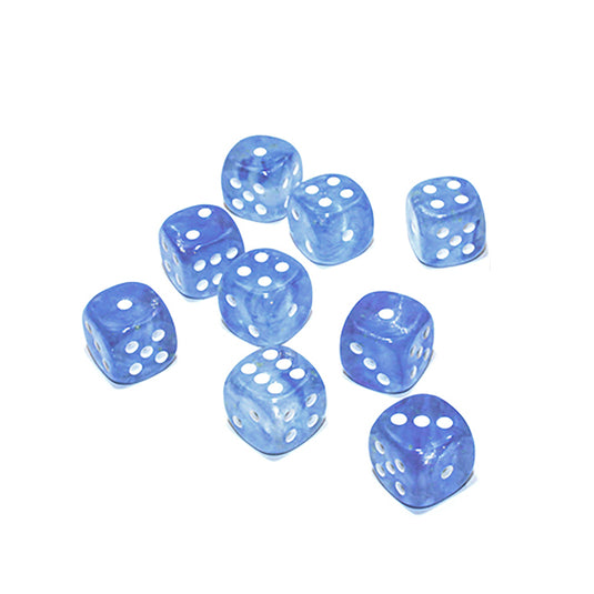 Chessex - Borealis 16mm d6 - Sky Blue/white - Luminary Dice Block (12 dice)