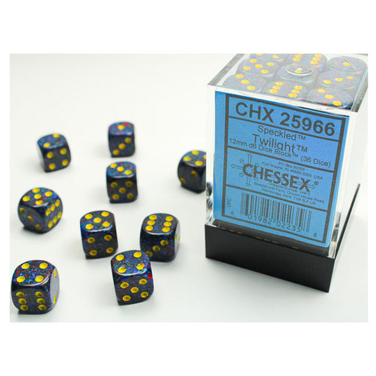 Chessex Speckled 12mm d6 Dice Blocks with Pips (36 Dice) - Twilight