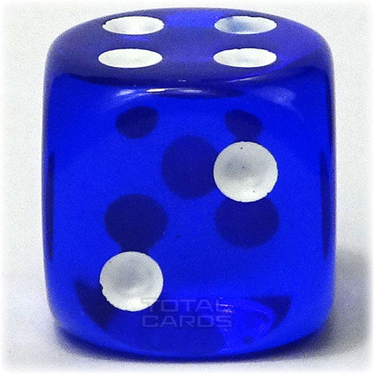 Chessex - Translucent 16mm D6 w/pips - Blue w/White