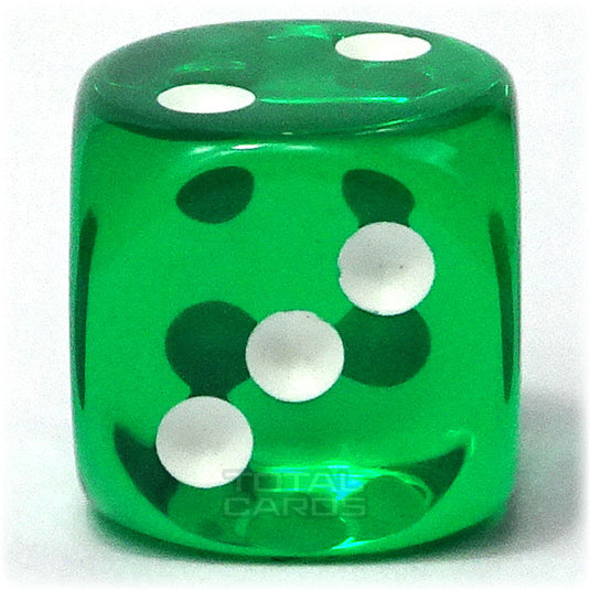 Chessex - Translucent 16mm D6 w/pips - Green w/White