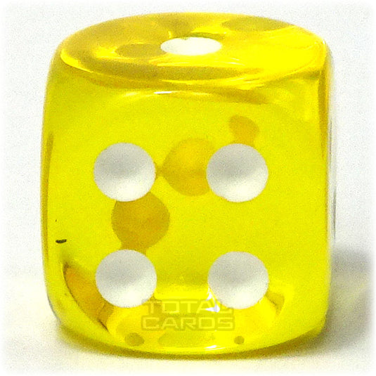 Chessex - Translucent 16mm D6 w/pips - Yelow w/White