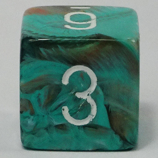 Chessex - Signature 16mm D6 -  Marble - Oxi-Copper with White