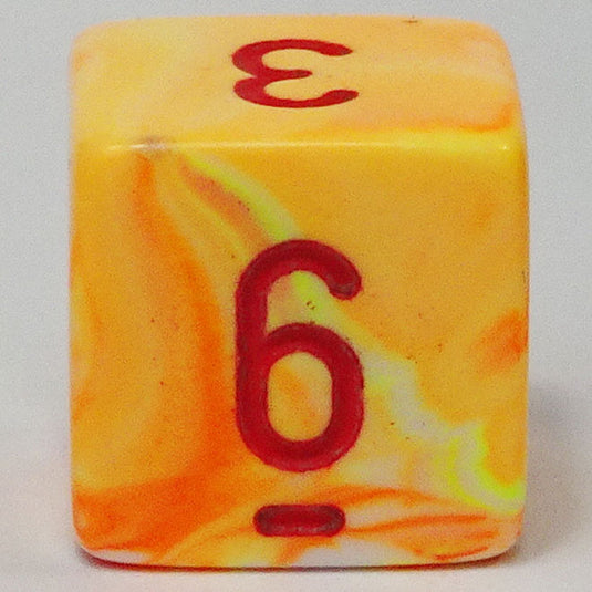 Chessex - Signature 16mm D6 -  Festive - Sunburst with Red