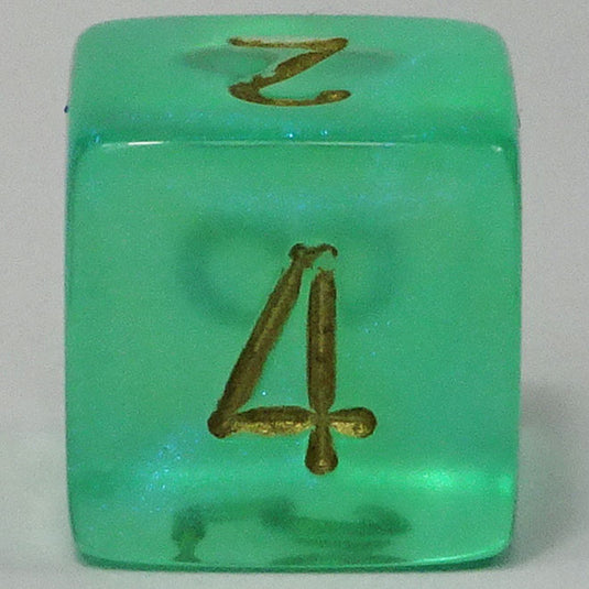 Chessex - Signature 16mm D6 -  Borealis - Light Green with Gold