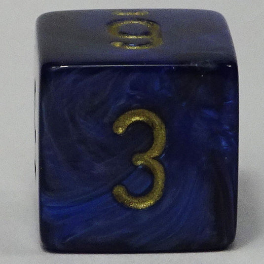 Chessex - Signature 16mm D6 -  Scarab - Royal Blue with Gold