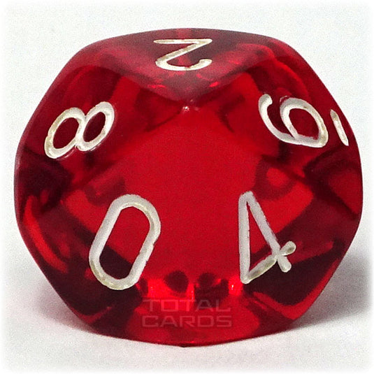 Chessex - Translucent 16mm D10 - Red w/White