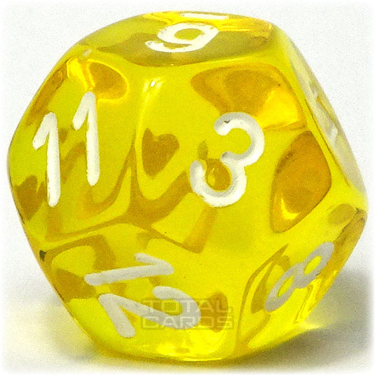 Chessex - Translucent 16mm D12 - Yelow w/White