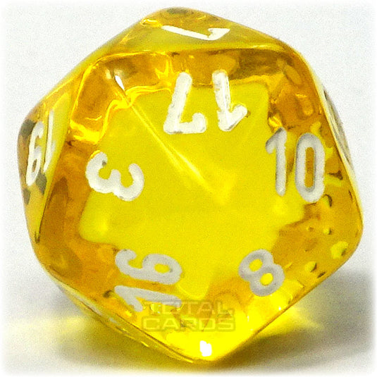 Chessex - Translucent 16mm D20 - Yelow w/White