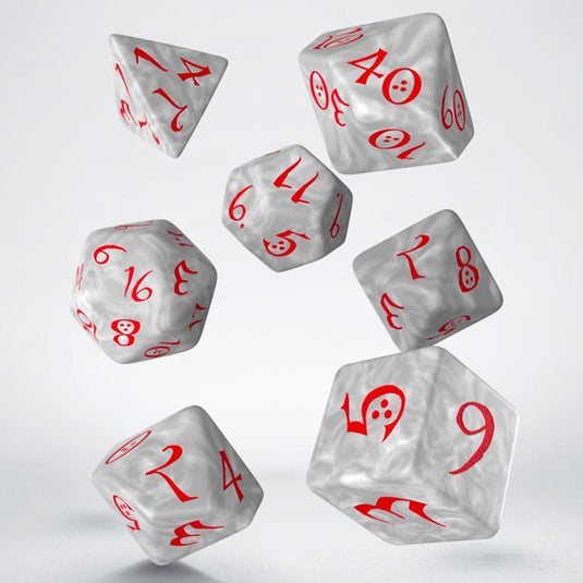 Classic RPG Pearl & Red Dice Set