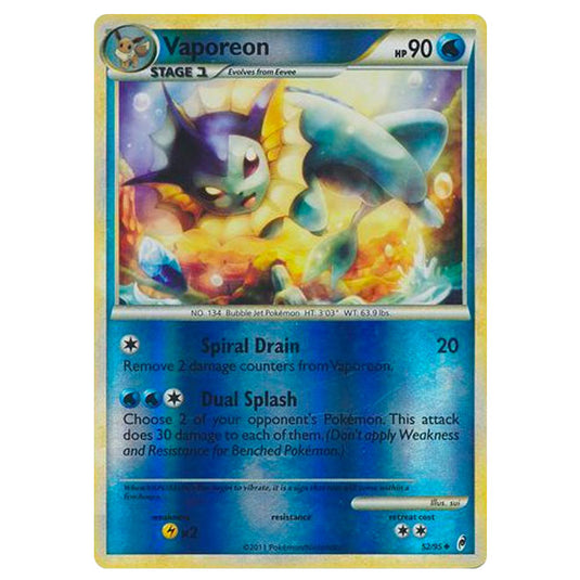 Pokemon - Call of Legends - (Reverse Holo) - Vaporeon 52/95