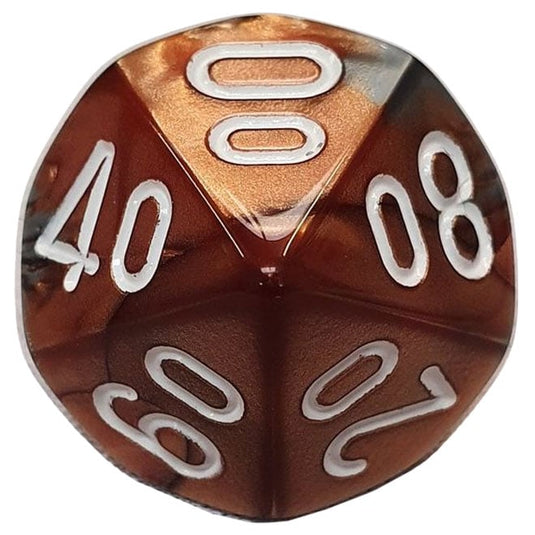 Chessex - Gemini 16mm D10/100 - Copper-Silver w/White