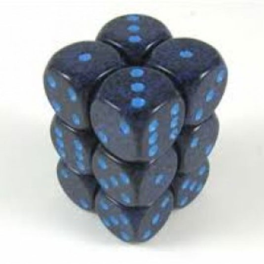 Chessex - Speckled - 16mm D6 W/Pips 12-Dice Blocks - Cobalt