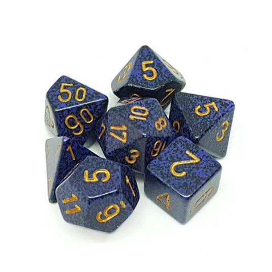 Chessex - Speckled - 16mm Polyhedral 7-Dice Set - Golden Cobalt