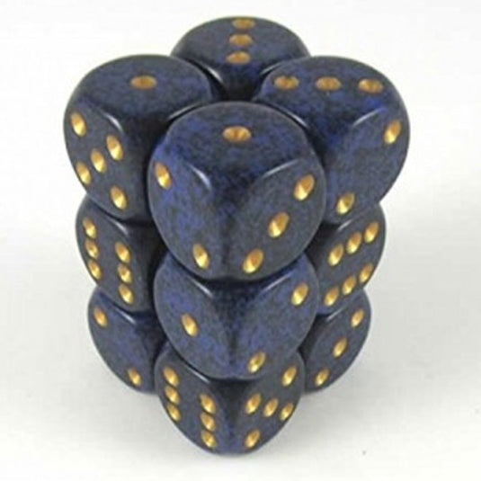 Chessex - Speckled - 16mm D6 W/Pips 12-Dice Blocks - Golden Cobalt