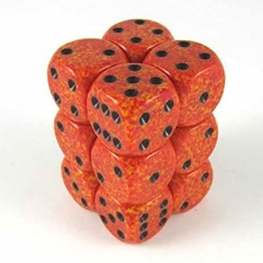 Chessex - Speckled - 16mm D6 W/Pips 12-Dice Blocks - Fire