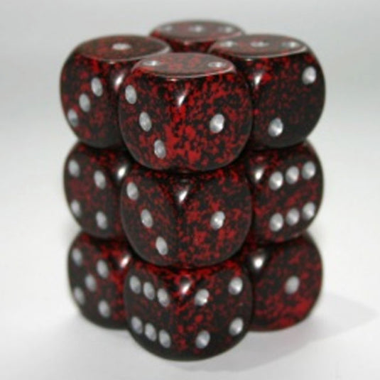 Chessex - Speckled - 16mm D6 W/Pips 12-Dice Blocks - Silver Volcano