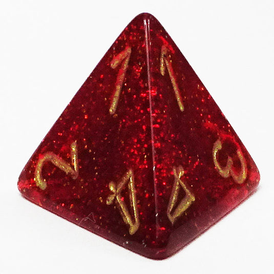 Chessex - Signature 16mm D4 -  Glitter - Ruby with Gold