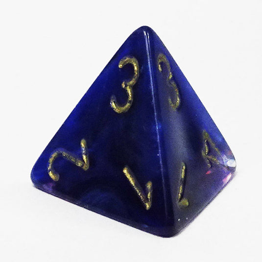 Chessex - Signature 16mm D4 -  Scarab - Royal Blue with Gold