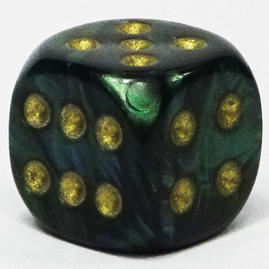 Chessex - Signature 12mm D6 -  Scarab - Jade with Gold