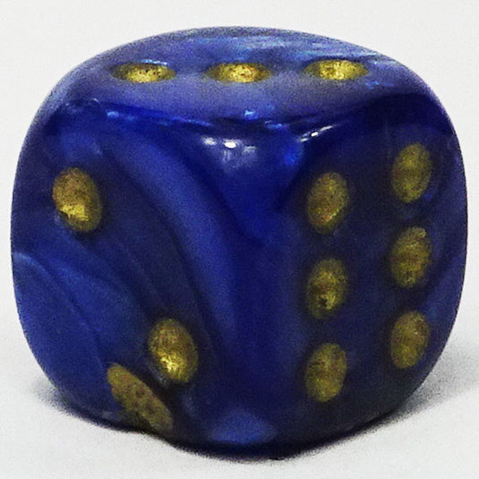 Chessex - Signature 12mm D6 -  Scarab - Royal Blue with Gold