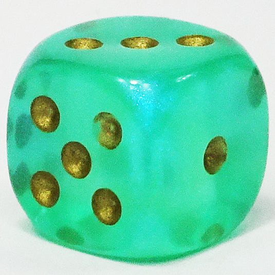 Chessex - Signature 12mm D6 -  Borealis - Light Green with Gold