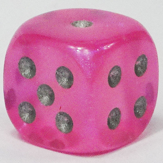 Chessex - Signature 12mm D6 -  Borealis - Pink with Silver