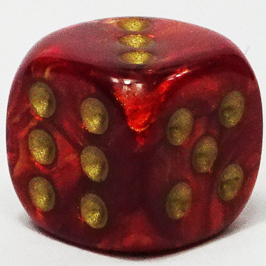 Chessex - Signature 12mm D6 -  Glitter - Ruby with Gold