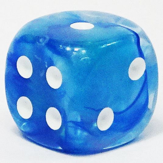 Chessex - Signature 12mm D6 -  Borealis - Sky Blue with White