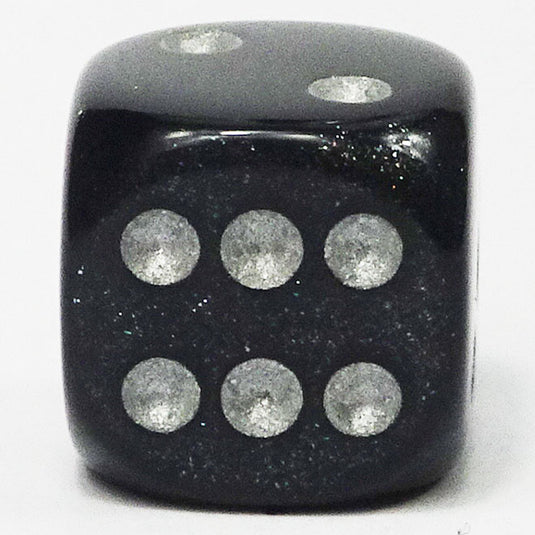 Chessex - Signature 16mm D6 W/Pips -  Borealis - Smoke with Silver