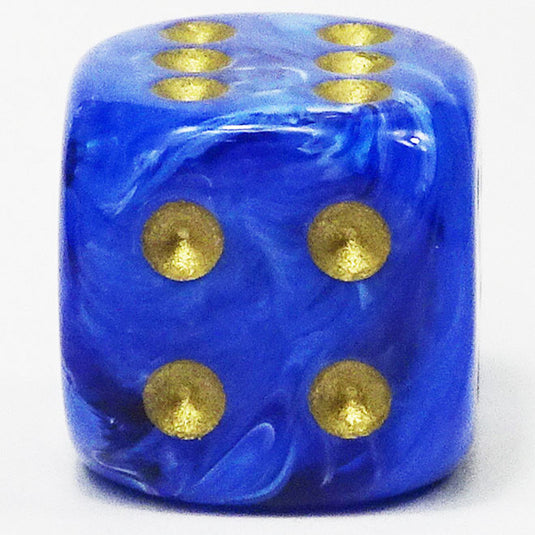 Chessex - Signature 16mm D6 W/Pips -  Vortex - Blue with Gold