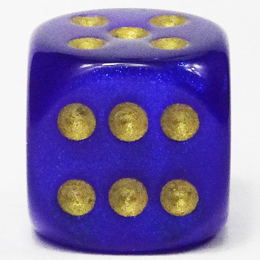 Chessex - Signature 16mm D6 W/Pips -  Borealis - Royal Purple with Gold