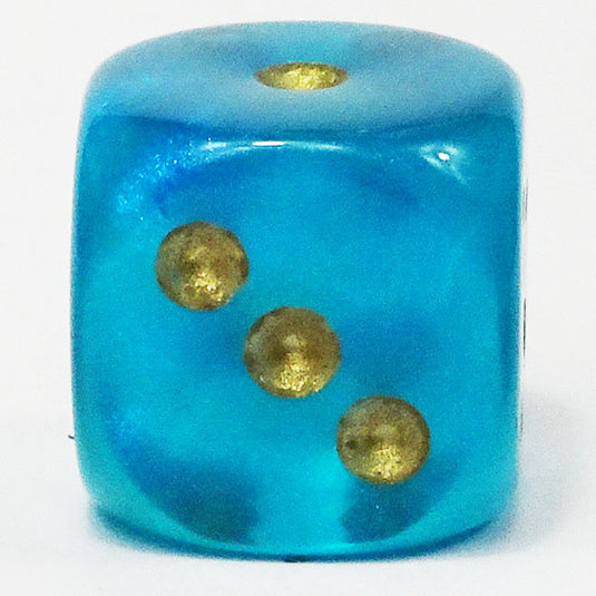 Chessex - Signature 16mm D6 W/Pips -  Borealis - Teal with Gold