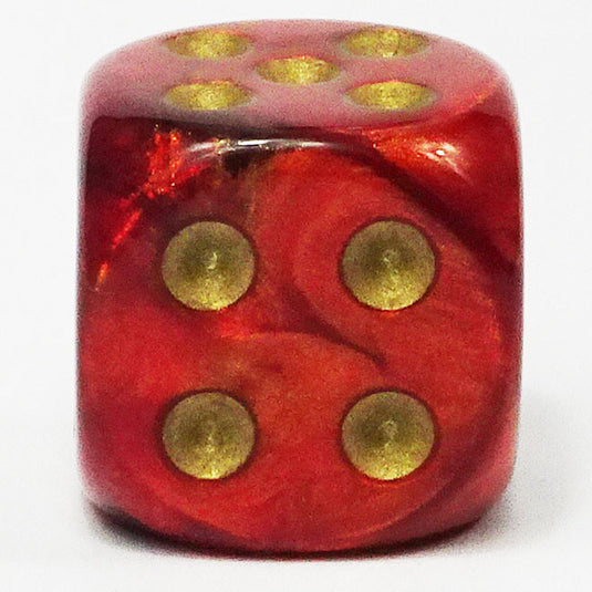 Chessex - Signature 16mm D6 W/Pips -  Scarab - Scarlet with Gold