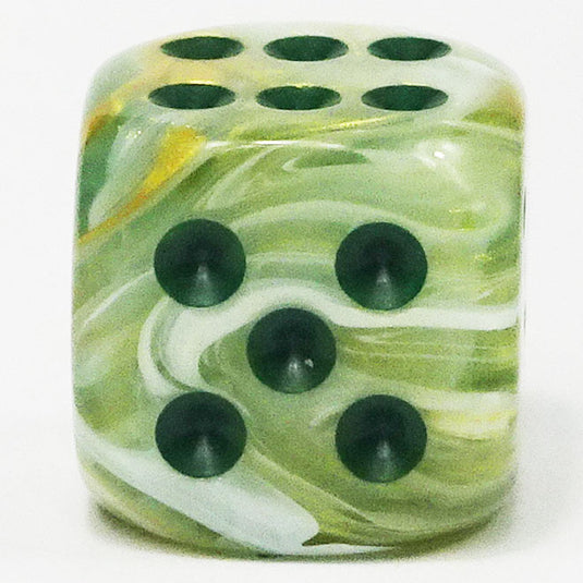 Chessex - Signature 16mm D6 W/Pips -  Marble - Green with Dark Green