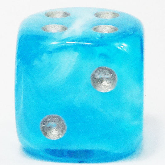 Chessex - Signature 16mm D6 W/Pips -  Luminary - Sky with Silver